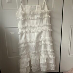 White Fringe Layered Dress